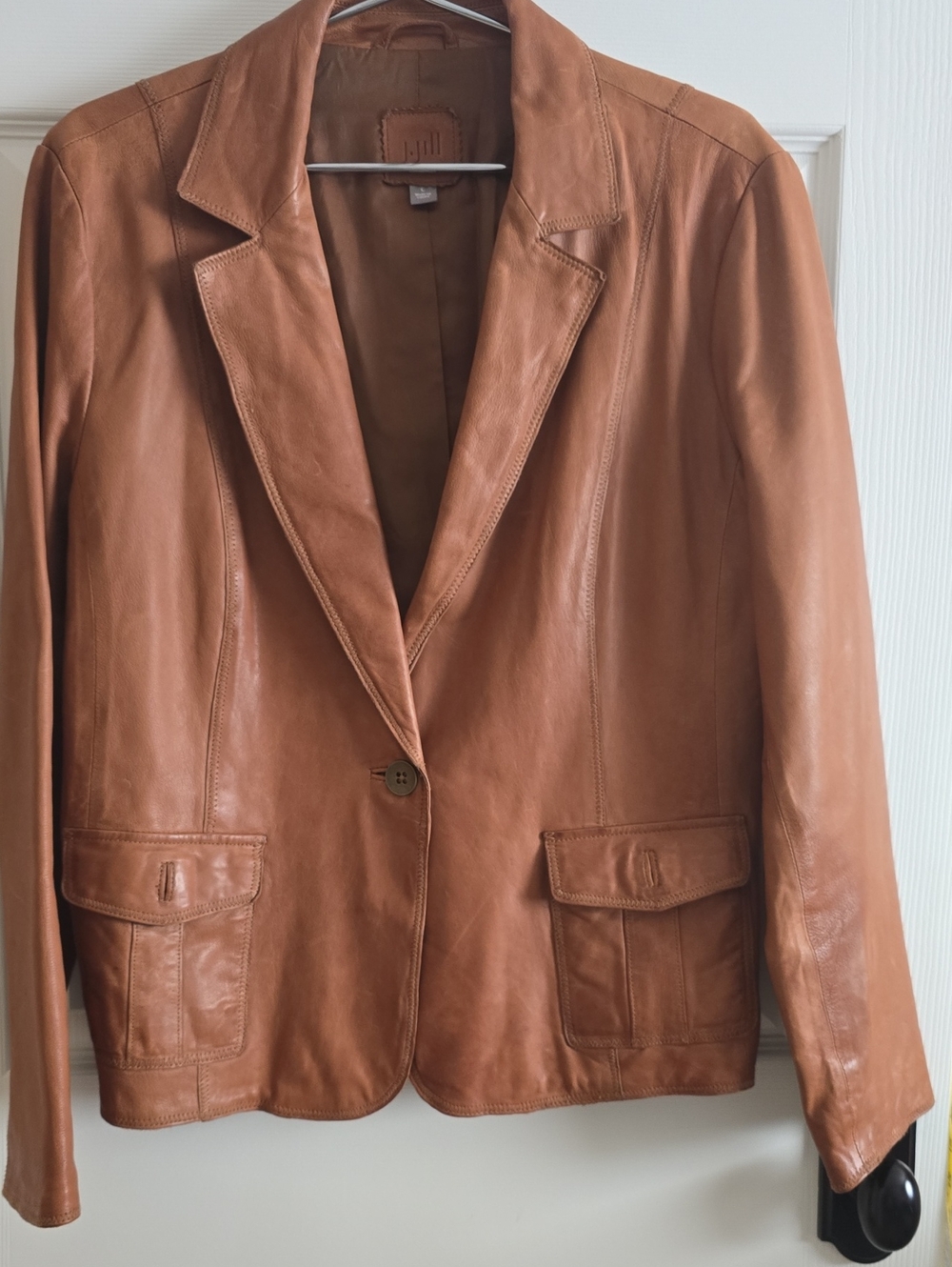 J. Jill Chestnut Brown Leather Blazer Jacket